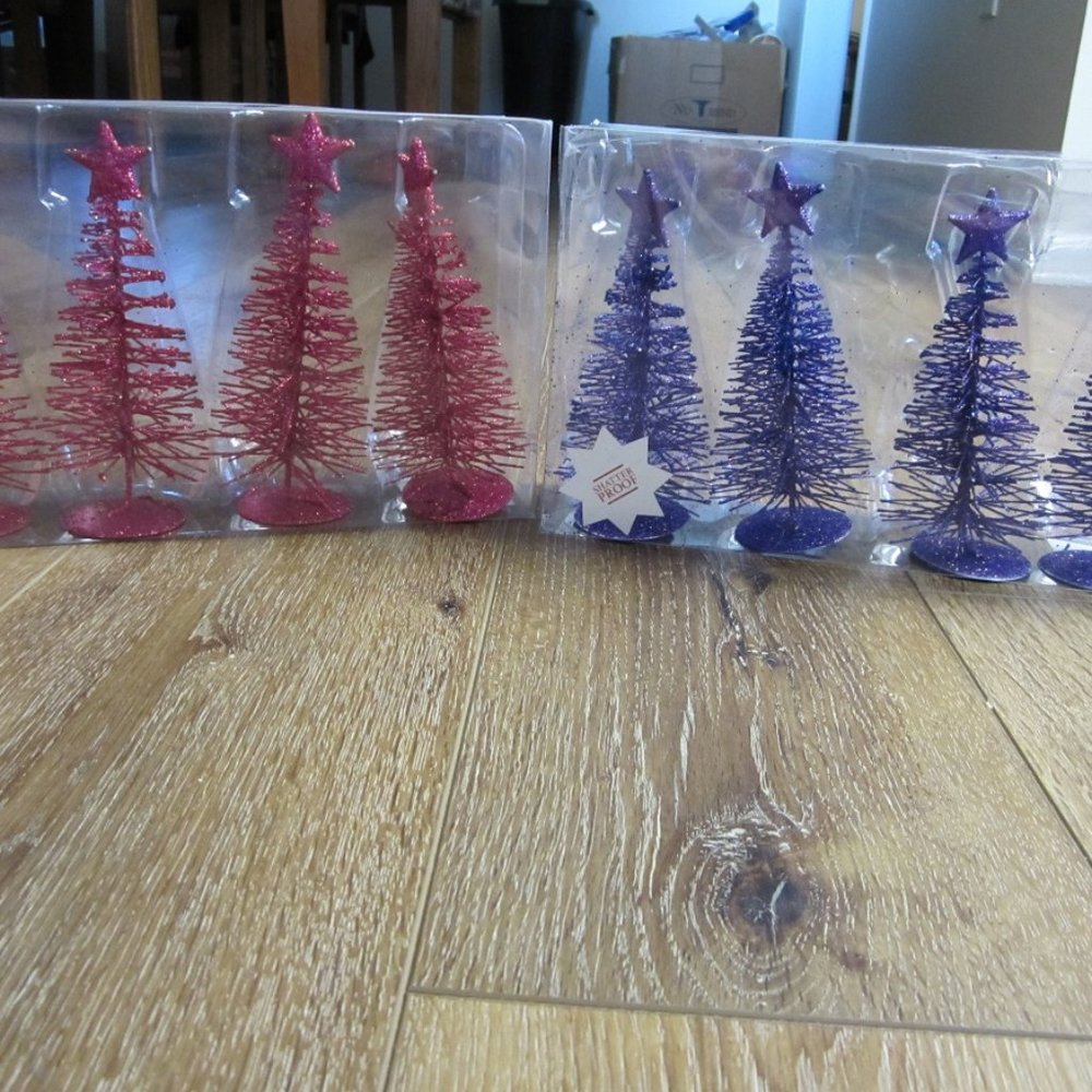 Set of  4 ea Pink/Purple Fake Alpine trees
